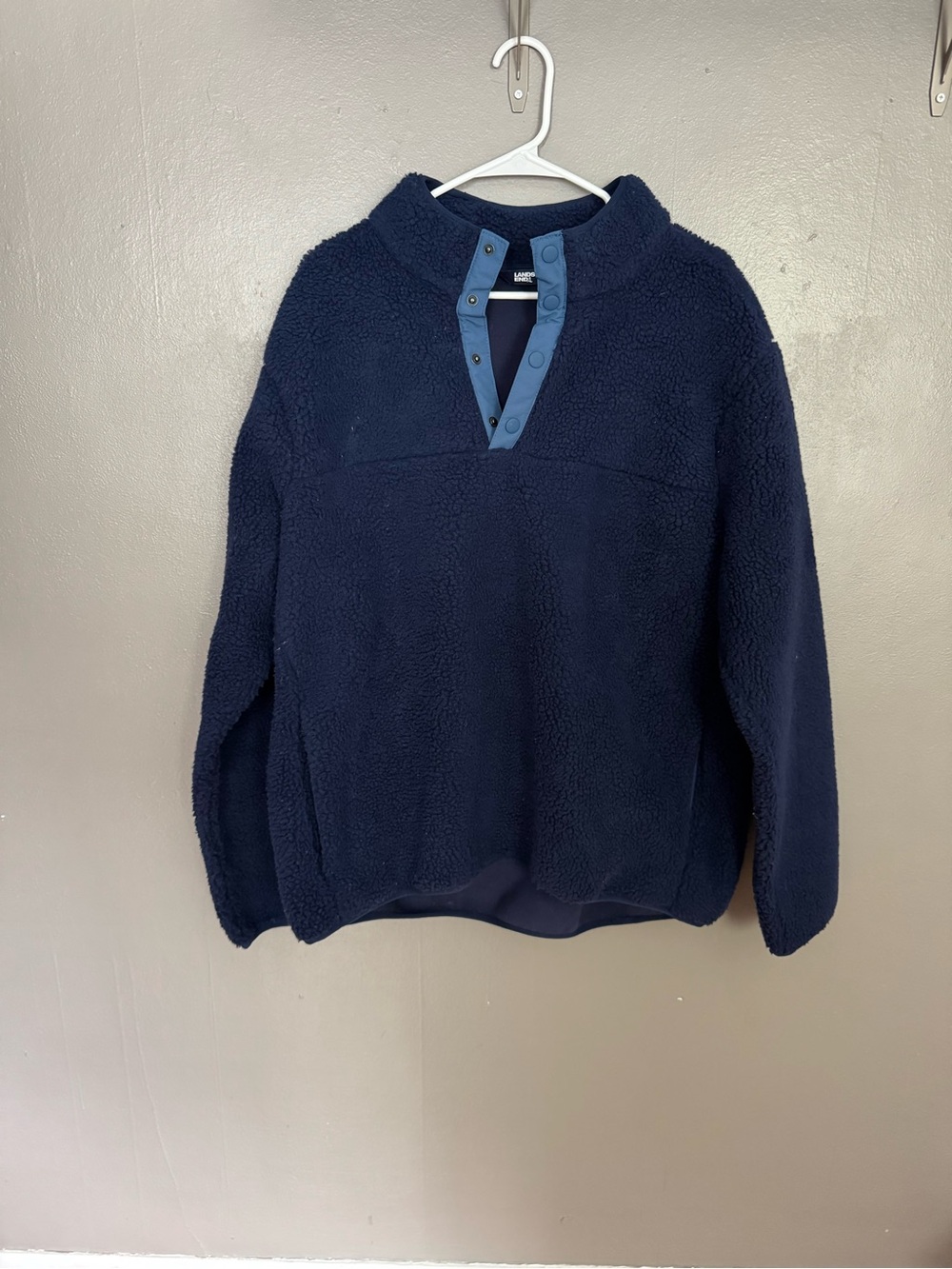 Lands' End Navy Sherpa Pullover